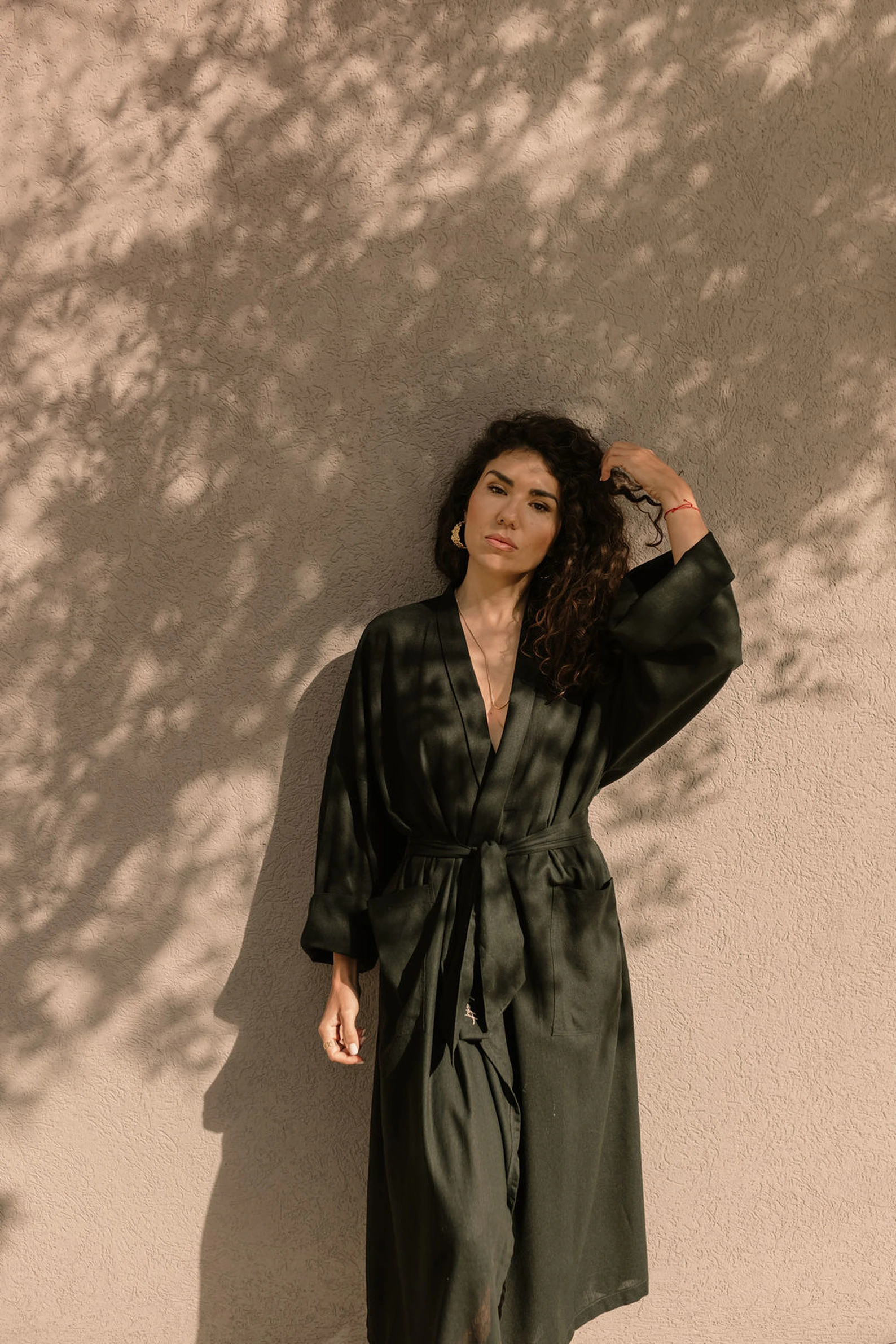 KAUR Black Linen Kimono — slika 5