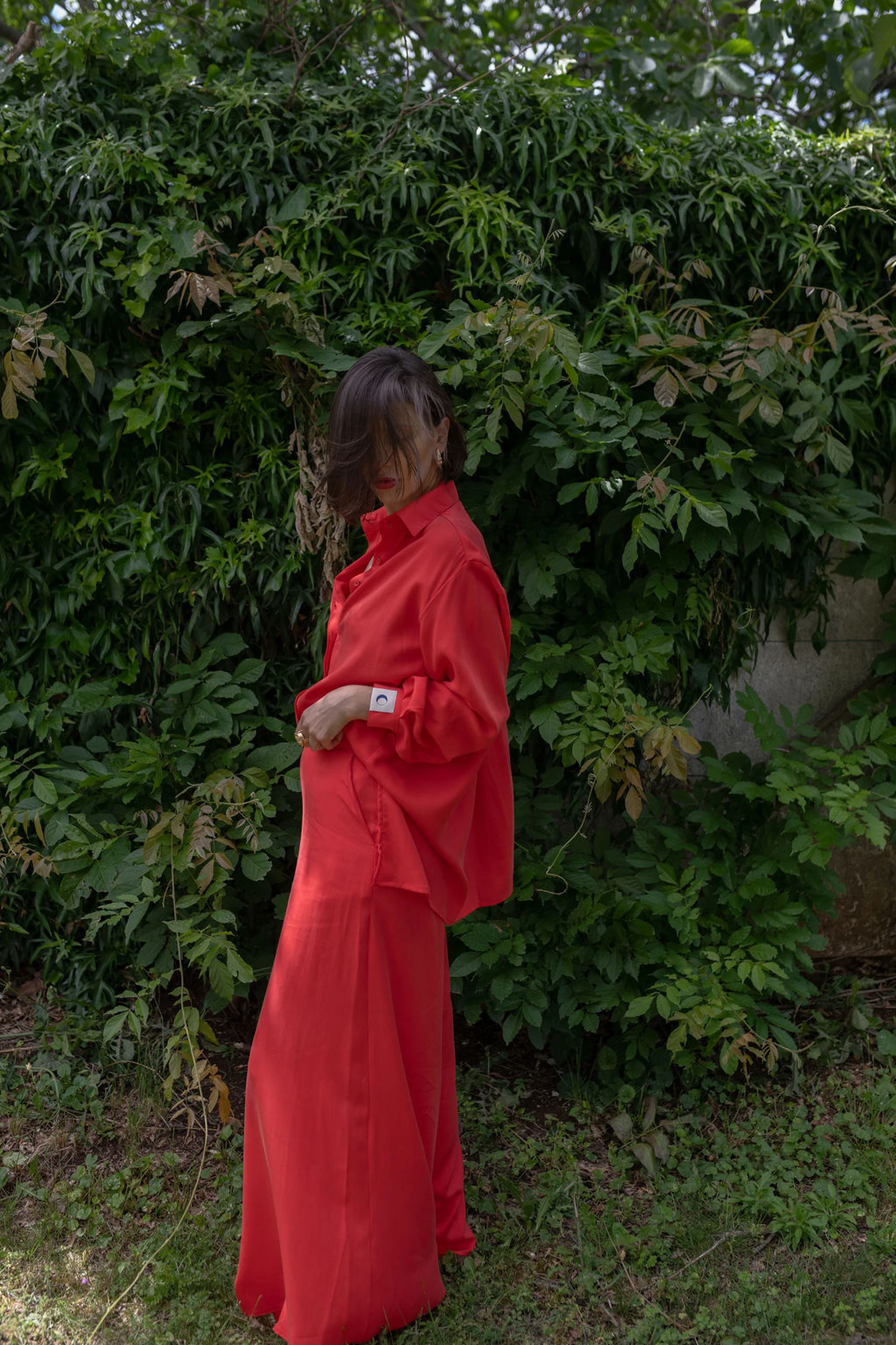 KAUR ‘Abundance’ Oversized Blouse in Coral Red