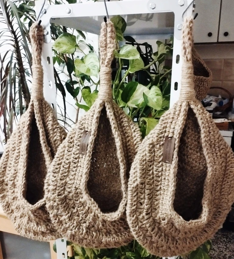 Heklane korpe od jute  Crocheted jute baskets — slika 4