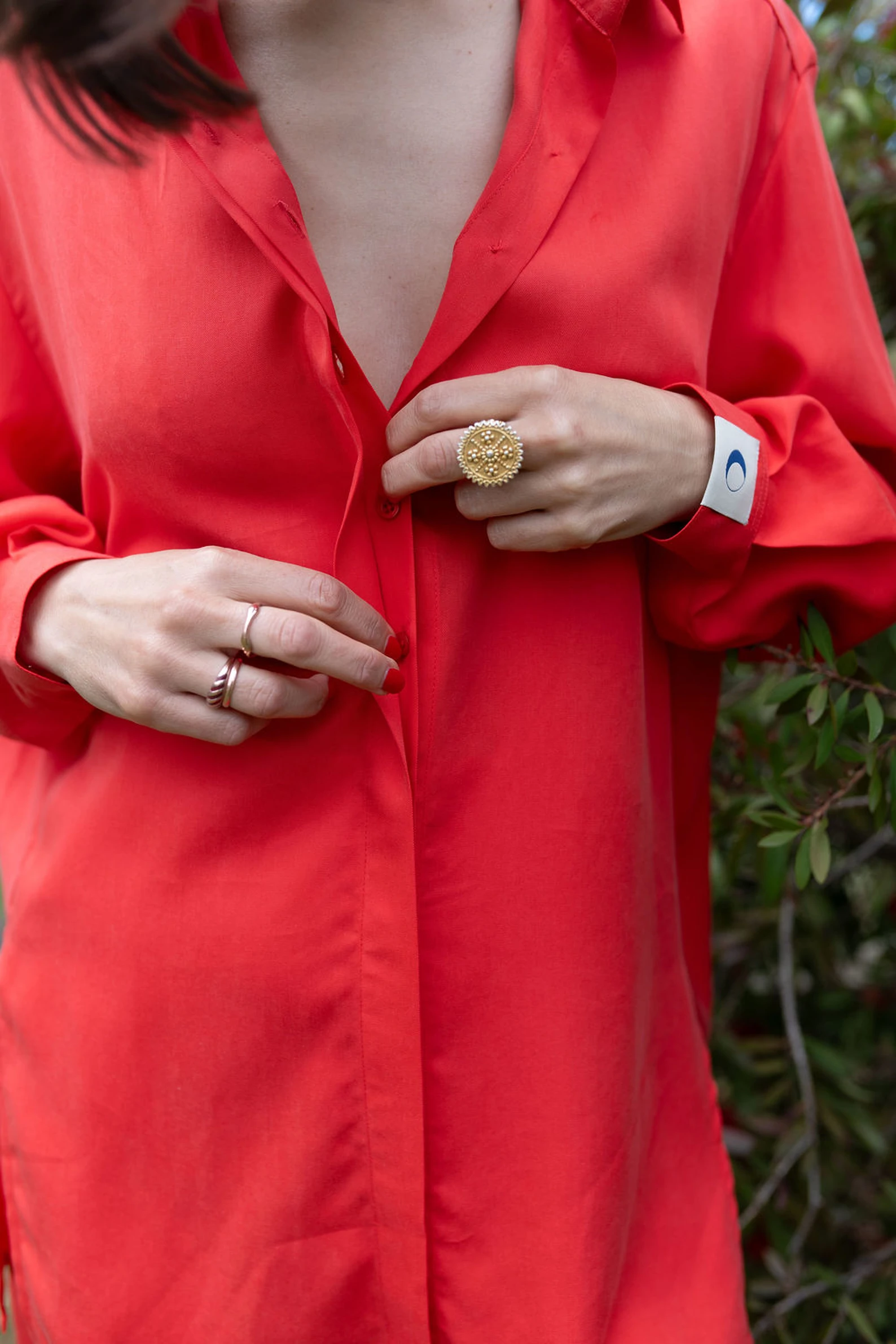 KAUR ‘Abundance’ Oversized Blouse in Coral Red — slika 5