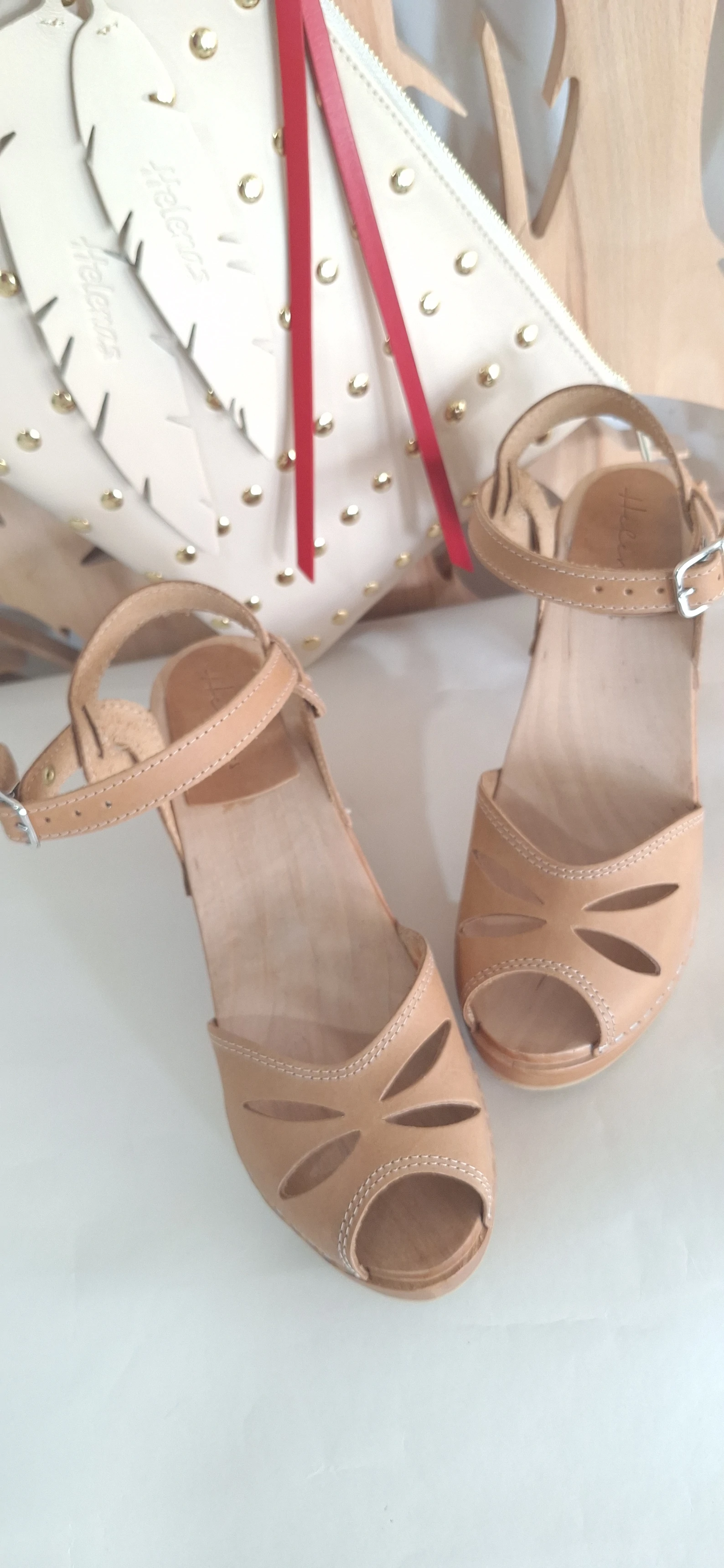 Boho sandale klompe visoka peta 38,39
