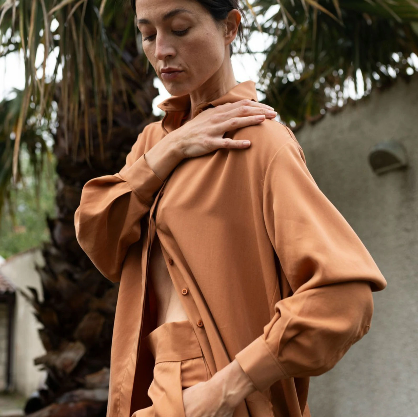 KAUR ‘Abundance’ Oversized Blouse in Caramel