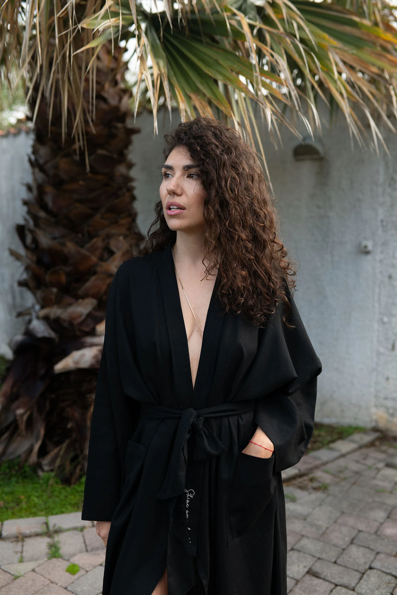KAUR Black Linen Kimono — slika 3
