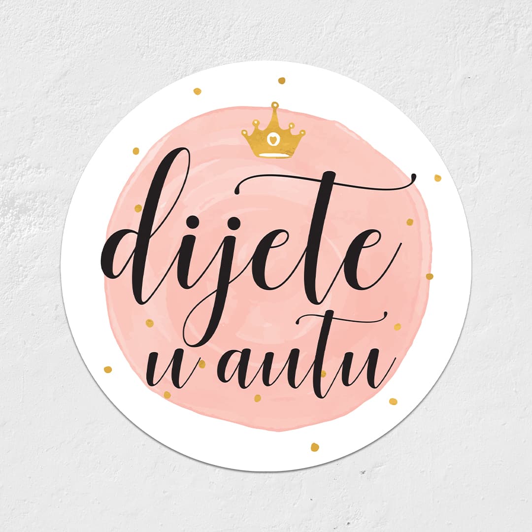 Kruna magentna naljepnica 