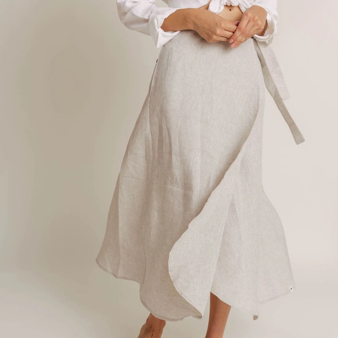 Mila Linen Wrap Skirt — slika 5