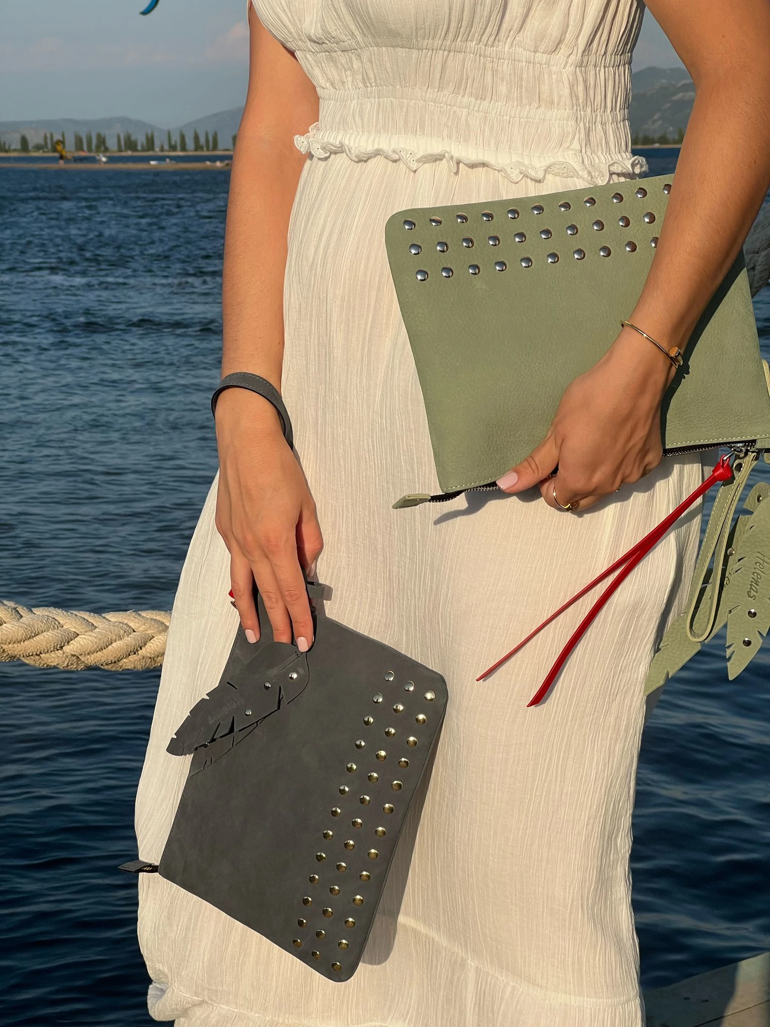 City coffee bag Nitne  - Helenas, kožna torbica sa nitnama — slika 10