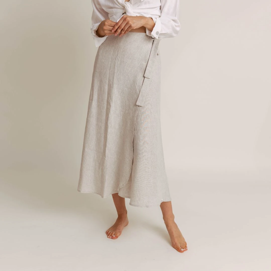 Mila Linen Wrap Skirt — slika 4