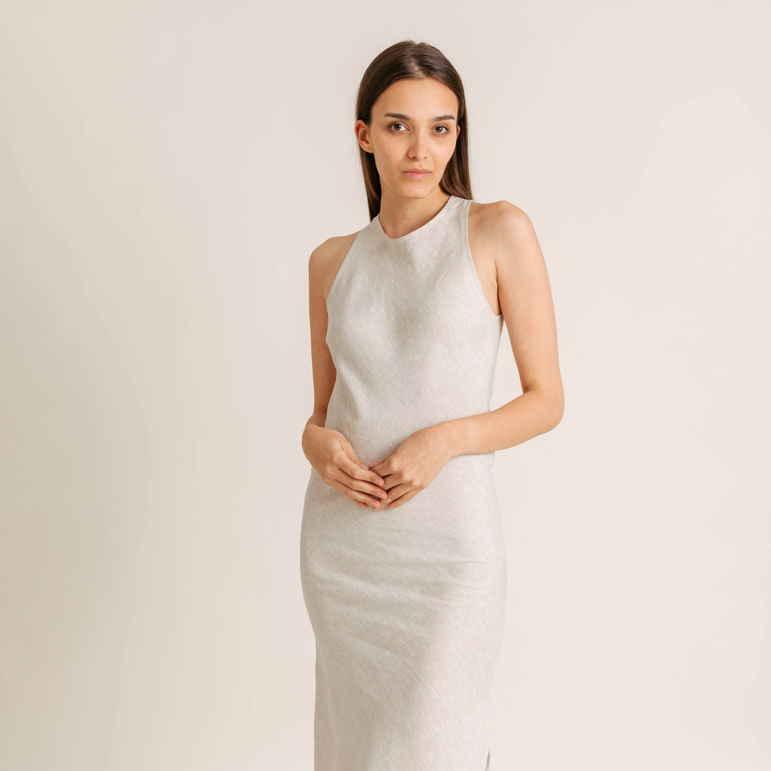 Sundown Linen Slip Dress — slika 4