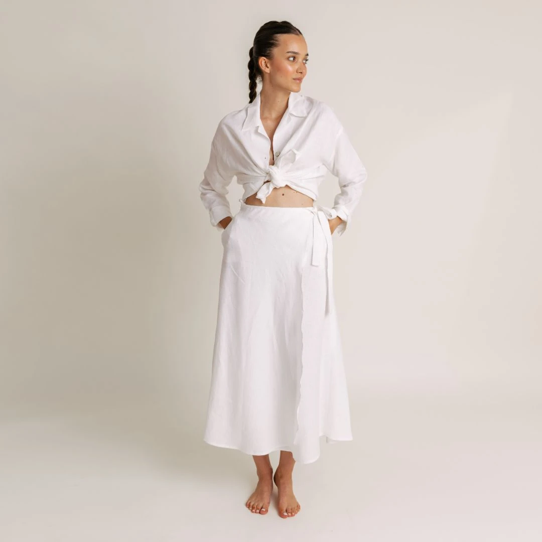 Mila Linen Wrap Skirt — slika 3