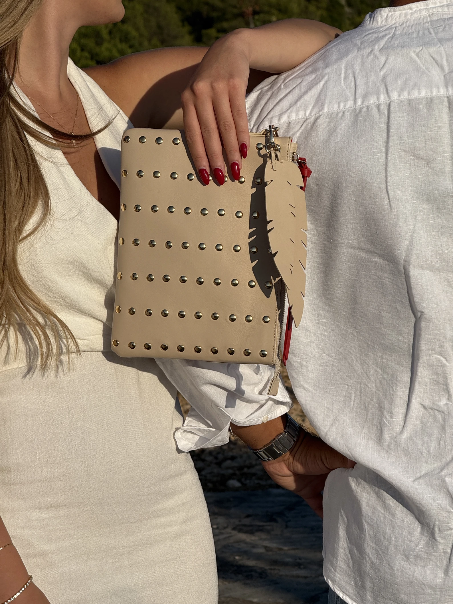 City coffee bag Nitne  - Helenas, kožna torbica sa nitnama — slika 7