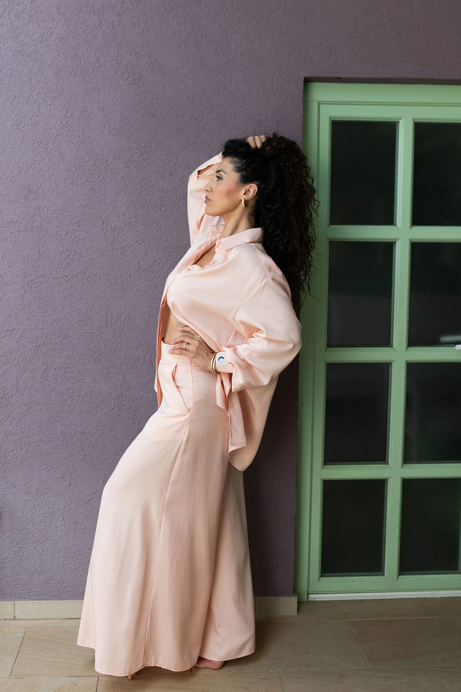 KAUR ‘Abundance’ High Waist Trousers in Soft Rose — slika 6