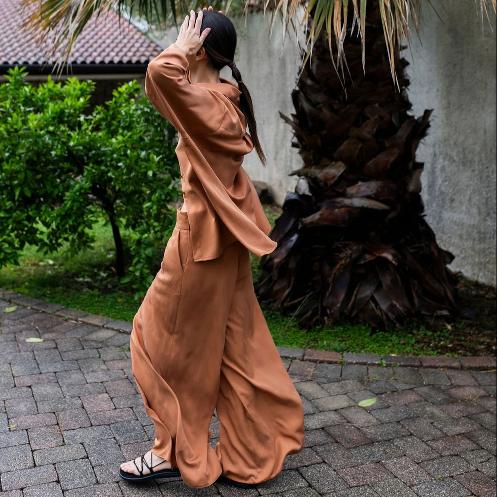 KAUR ‘Abundance’ High Waist Trousers in Caramel