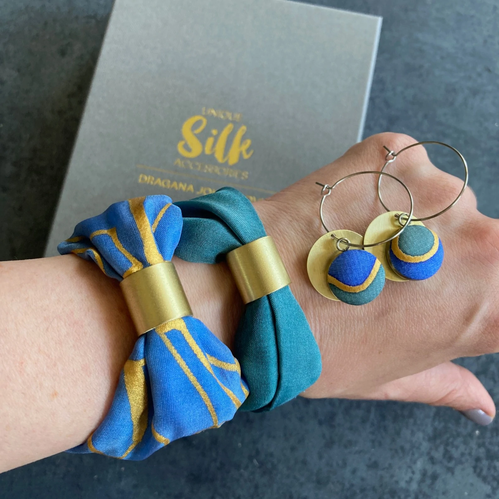SILK SET plavo - zeleni
