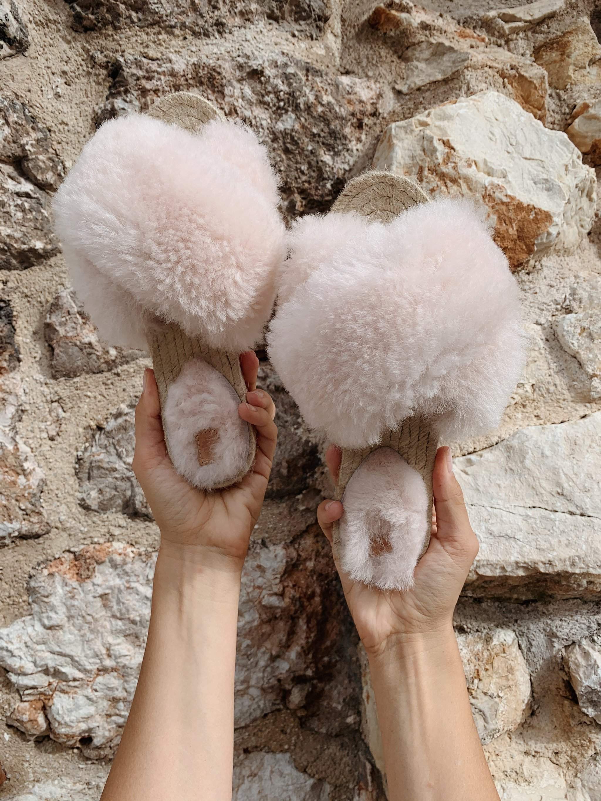 Rose Sheepskin Slippers