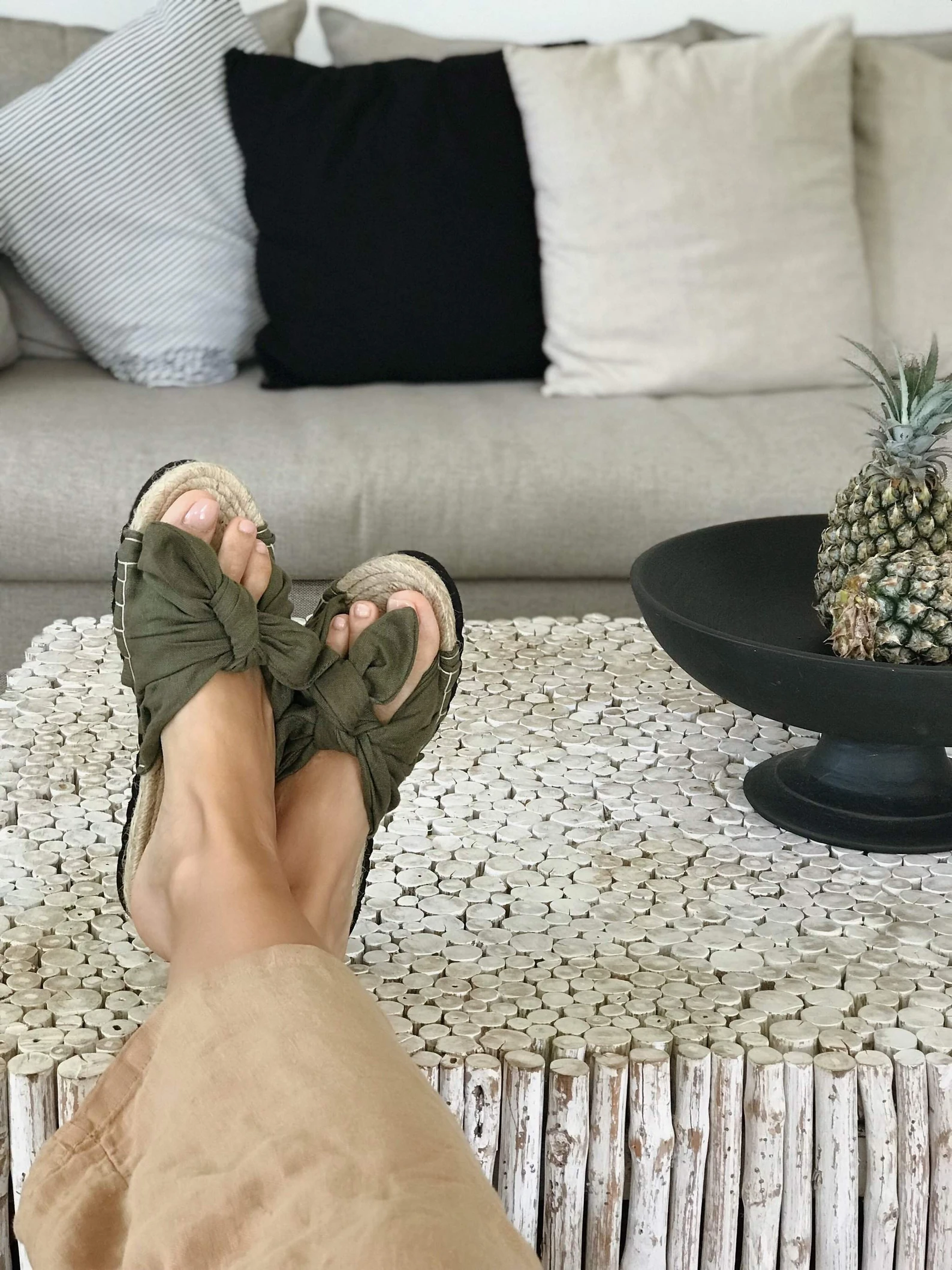 Linen Tulum Sandals (olive green)