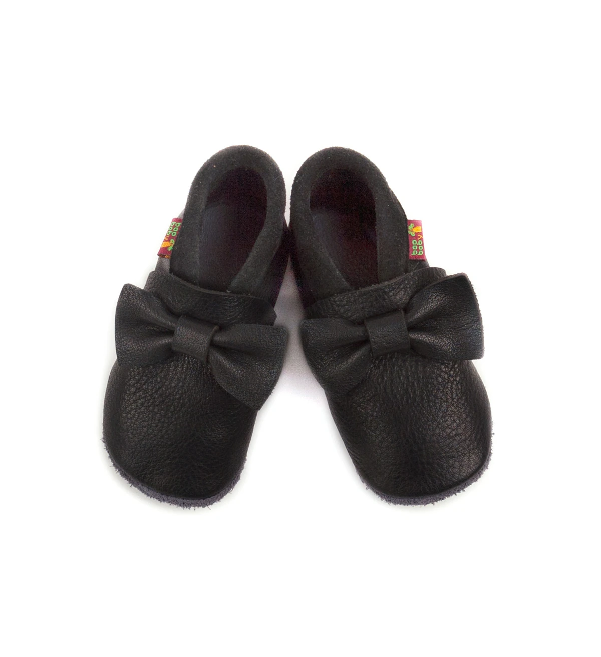 Cute shoes with little bows for your little girls. Super comfortable, ideal for crawling, first steps and children up to 3 years old. Soft soles support natural feet development and barefoot walking. Made of genuine premium, vegetable-tanned leather, safe — slika 3