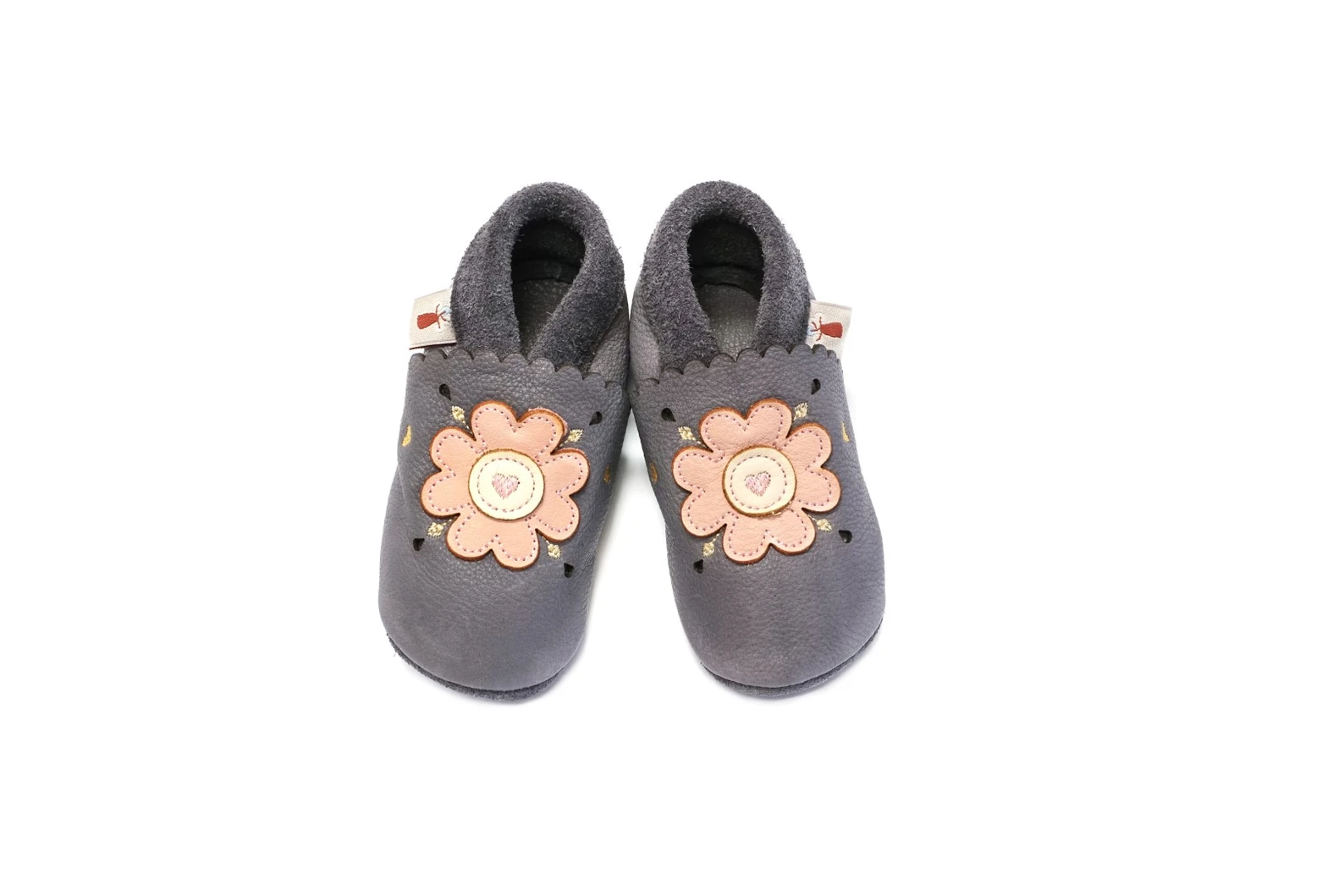 Super comfortable baby shoes, ideal for crawling, first steps and children up to 3 years old, with cute design that always cheers up your little ones. Soft soles support natural feet development and barefoot walking. Made of genuine premium, vegetable-tan — slika 3
