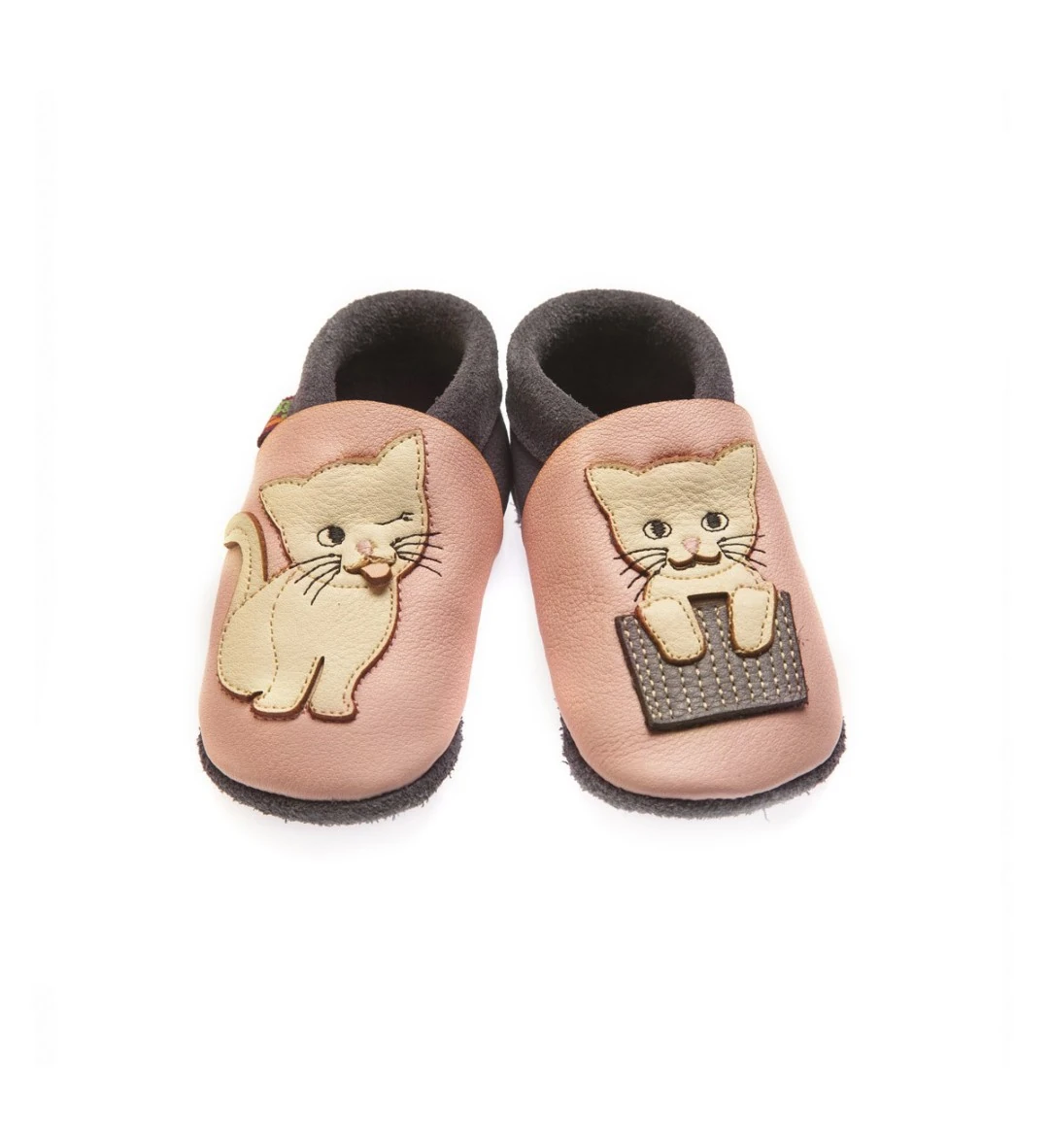 Super comfortable baby shoes, ideal for crawling, first steps and children up to 3 years old, with cute design that always cheers up your little ones. Soft soles support natural feet development and barefoot walking. Made of genuine premium, vegetable-tan — slika 3
