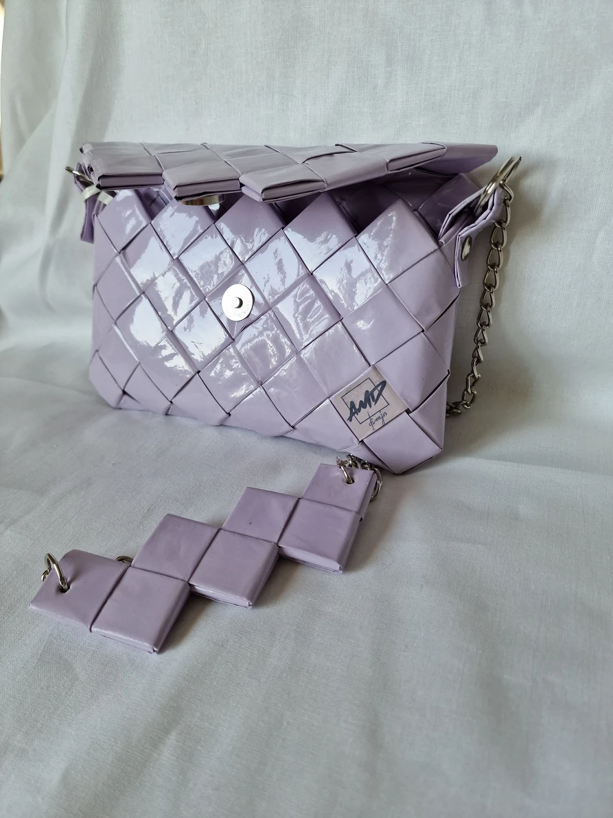 Pastelno lila torba na preklop / Pastel lilac bag with flap — slika 4