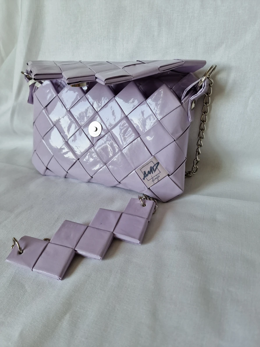 Pastelno lila torba na preklop / Pastel lilac bag with flap — slika 8