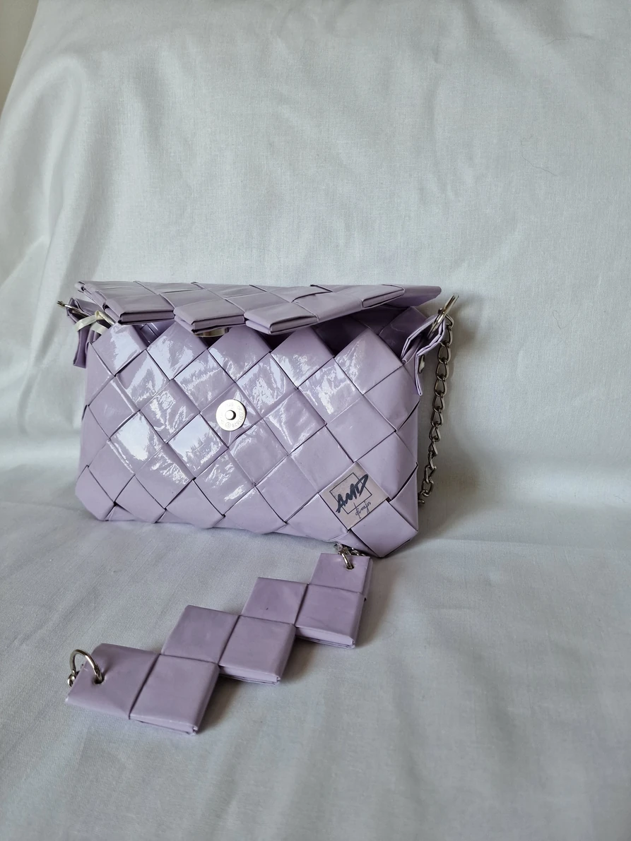 Pastelno lila torba na preklop / Pastel lilac bag with flap — slika 9
