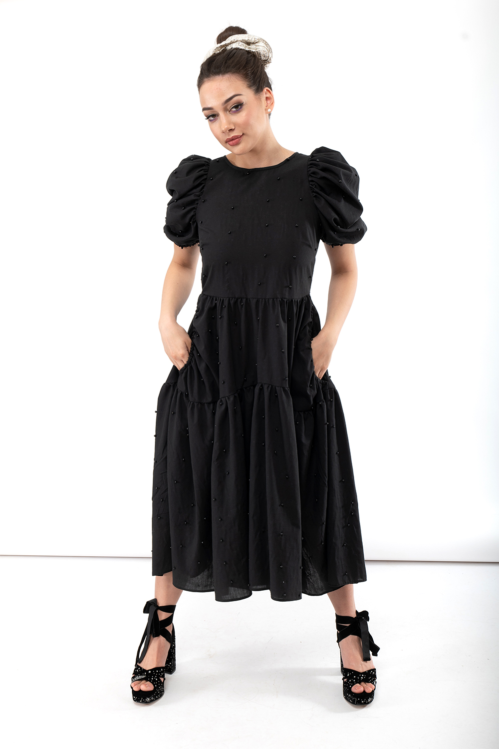KIRA dress with black pearls