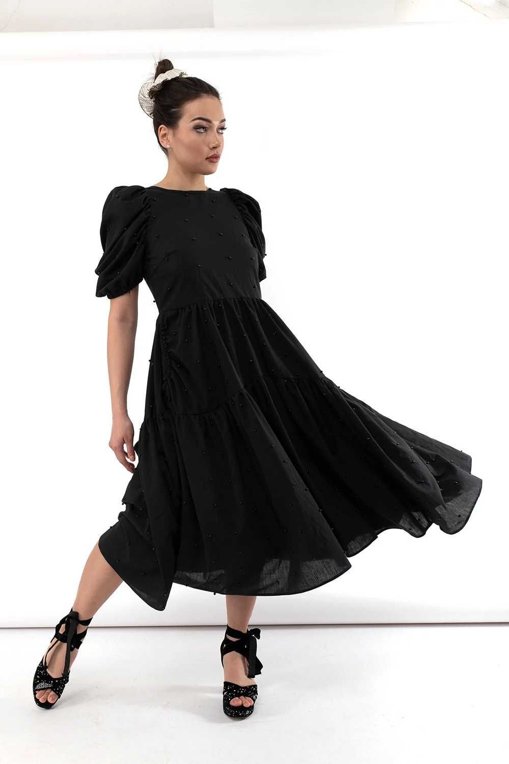 KIRA dress with black pearls — slika 4
