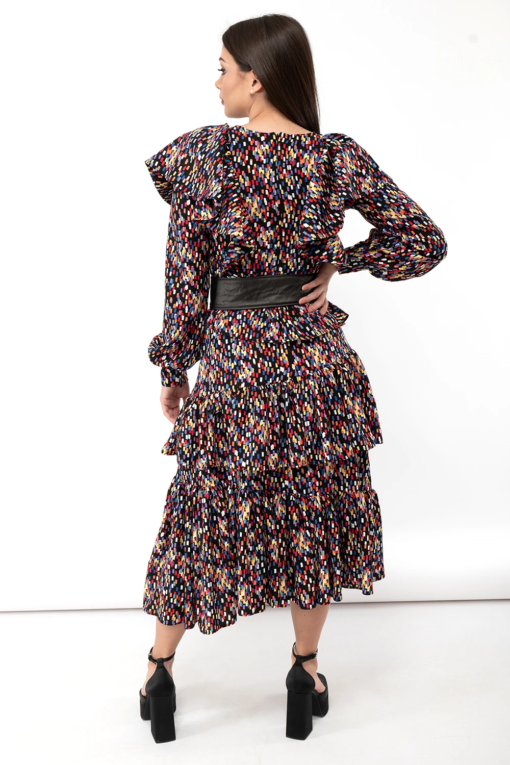 Vida dress is a ruffle-rich dress with a colorful print. — slika 3