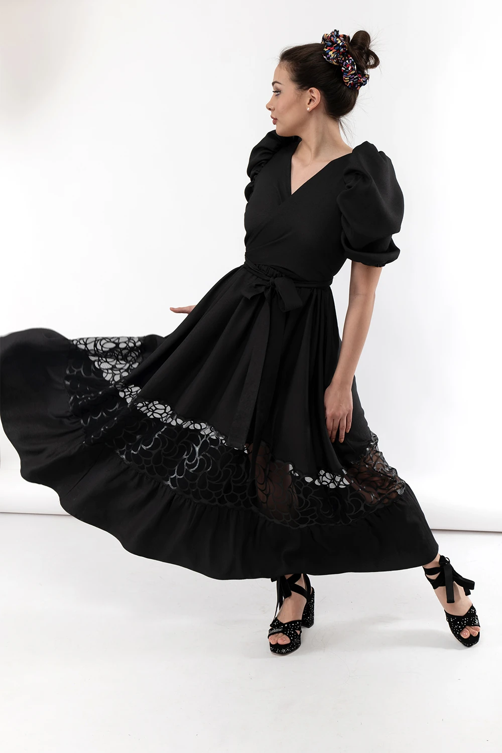 FRIDA dress with black lace — slika 2