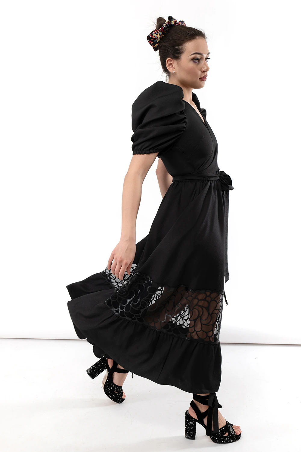FRIDA dress with black lace — slika 3